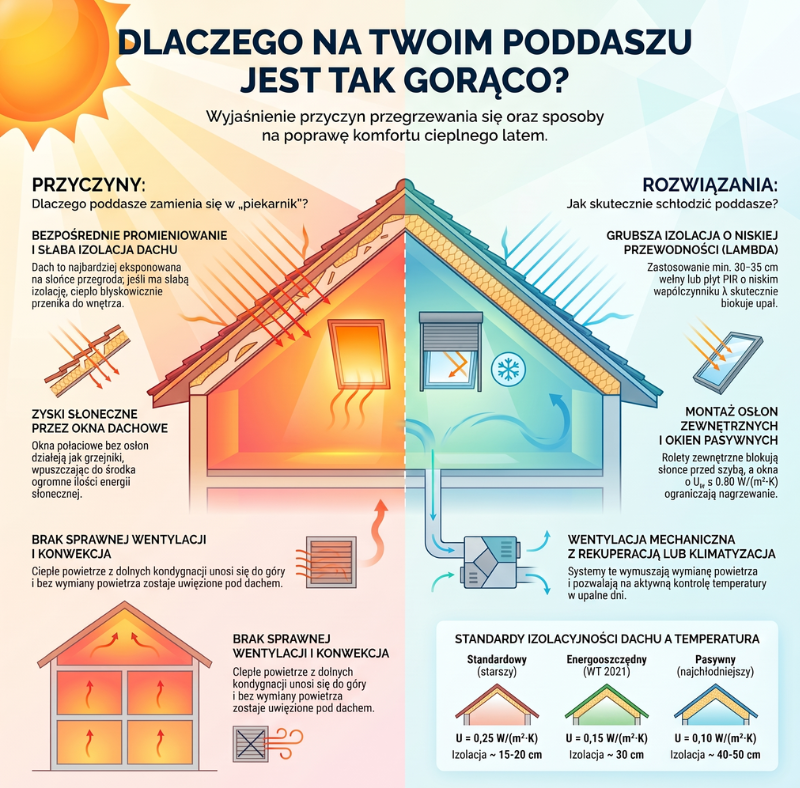 dlaczego poddasze się nagrzewa 
