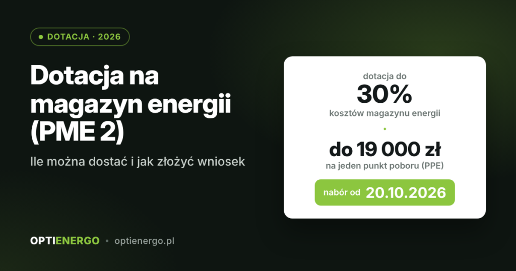 Dotacja na magazyn energii 2026 (PME 2) – do 30% kosztów